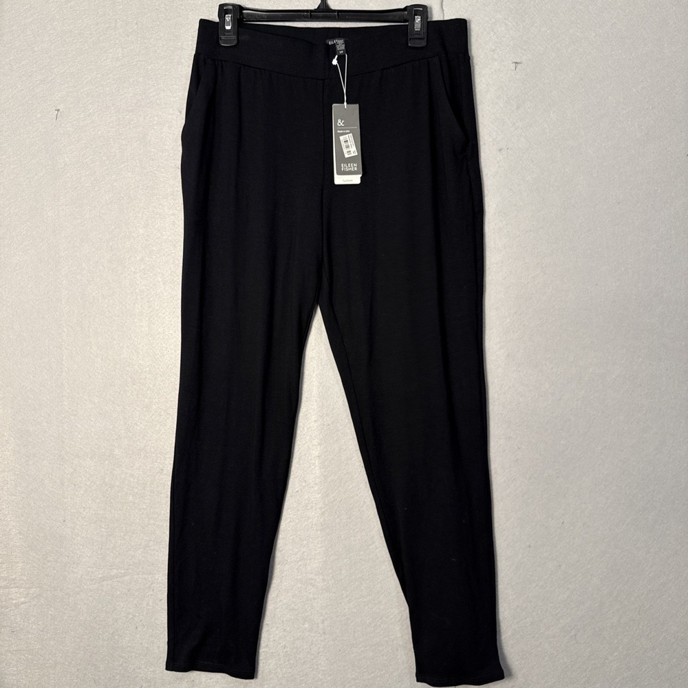 Eileen Fisher Womens Pants Black Tapered Ankle S USA Made NWT Viscose Lycra $128